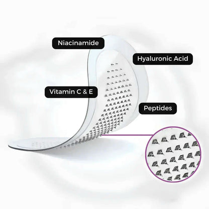 White shoe sole with labeled ingredients on a white background