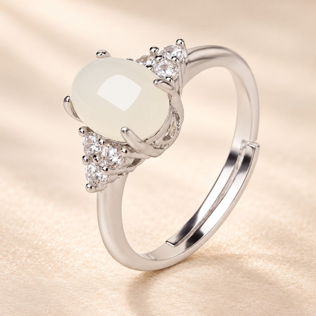 Elaris Moonstone Ring with oval moonstone and adjustable 925 silver band